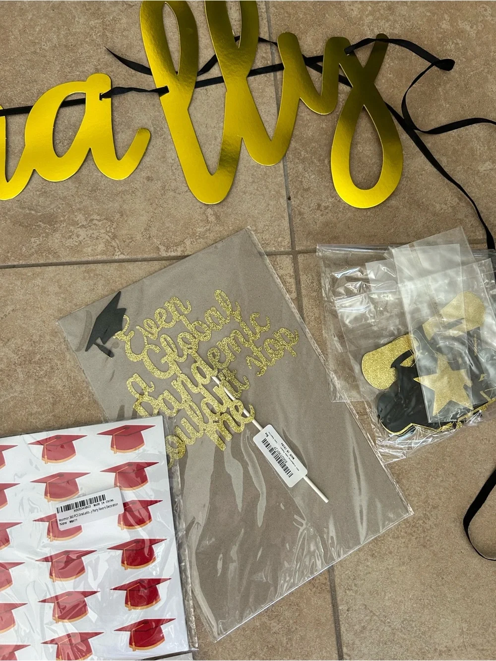 Graduation Party Banner and Cake Toppers and stickers
